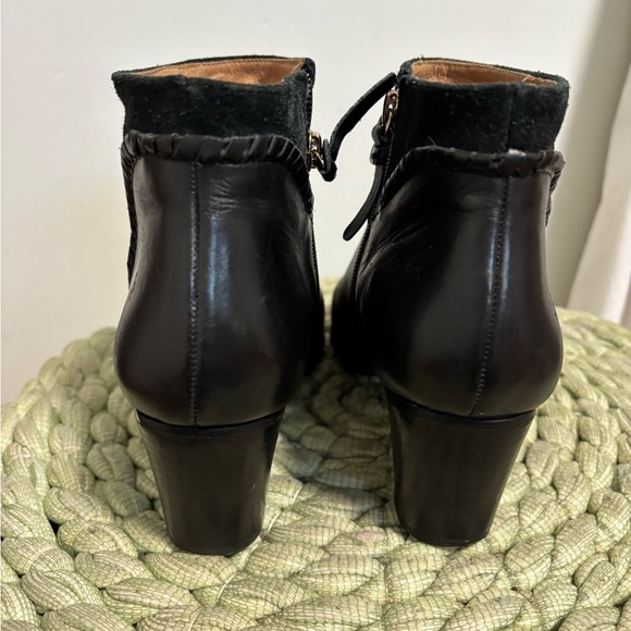 Jack Rogers Chandler Black Leather/Suede Boho Heel Ankle Booties - Picture 5 of 9